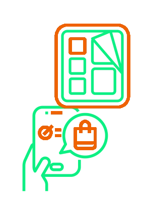 Iconos que evocan a un catálogo digital u online