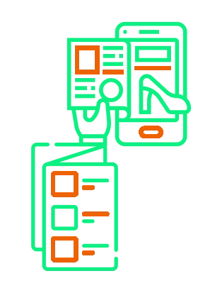 Iconos que evocan a un catálogo digital u online