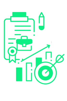 Icono de plantilla para tomar notas con un gráfico y diana. Representa las notas para crear una página web de empresa