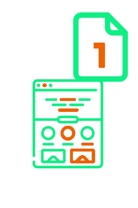 Iconos en referencia al diseño página web one page, desarrollo en Valencia