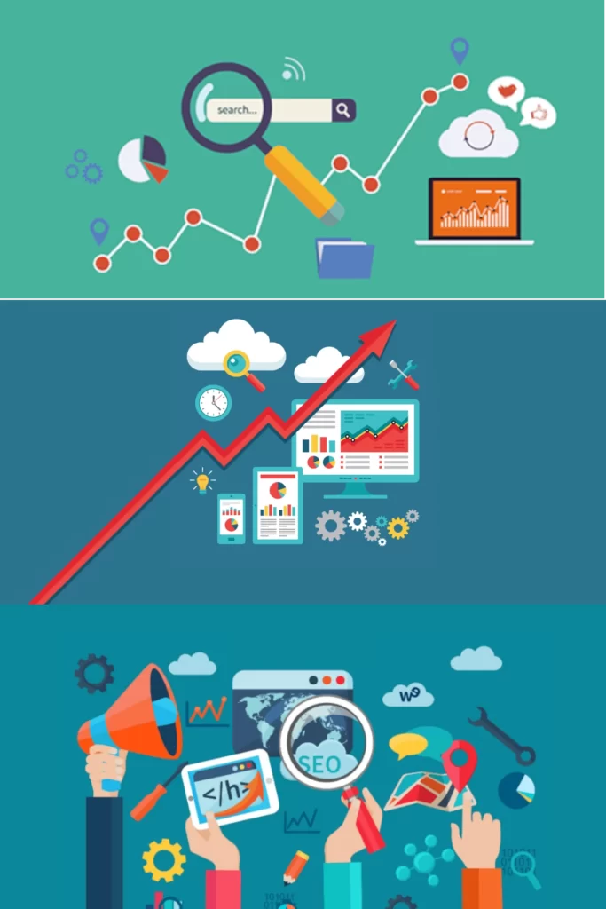 Iconos que hacen referencia a los Factores Clave para el Posicionamiento en el SEO de Negocios Locales
