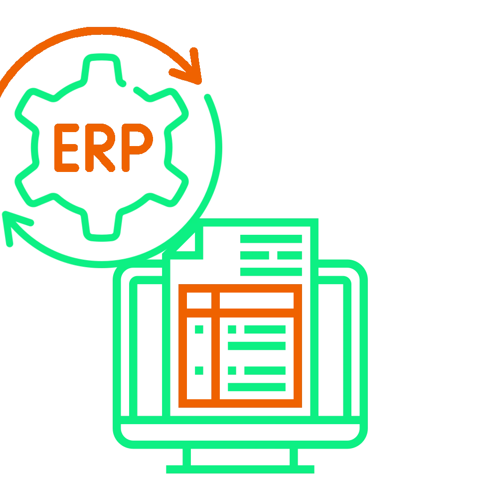 Iconos Kit digital, programa para transformar los negocios de autónomos y pymes, Gestión de Negocio-ERP