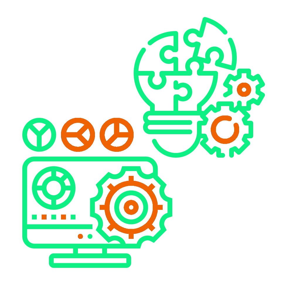 Iconos de Kit digital, programa para transformar los negocios de autónomos y pymes, Gestión de Negocio, Inteligencia empresarial BI y analítica