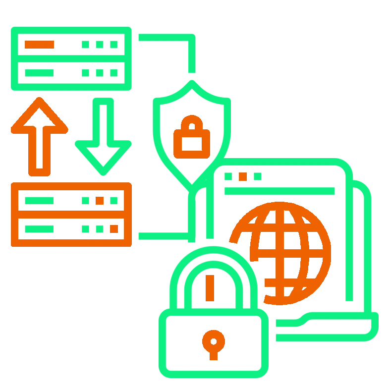 Iconos Kit digital, programa para transformar los negocios de autónomos y pymes, seguridad