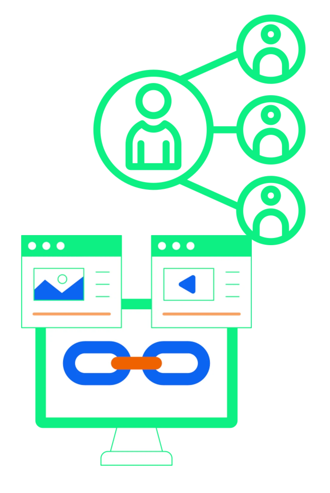 Iconos relacionados con la temática del marketing de contenidos o inbound marketing.