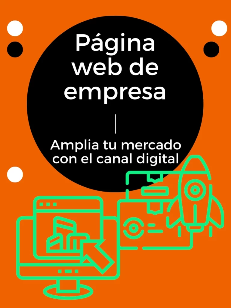 Página web de empresa, amplia tu mercado con el canal digital, sobre círculo negro