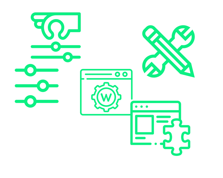 Iconos referentes a agregar funciones en WordPress con los plugins