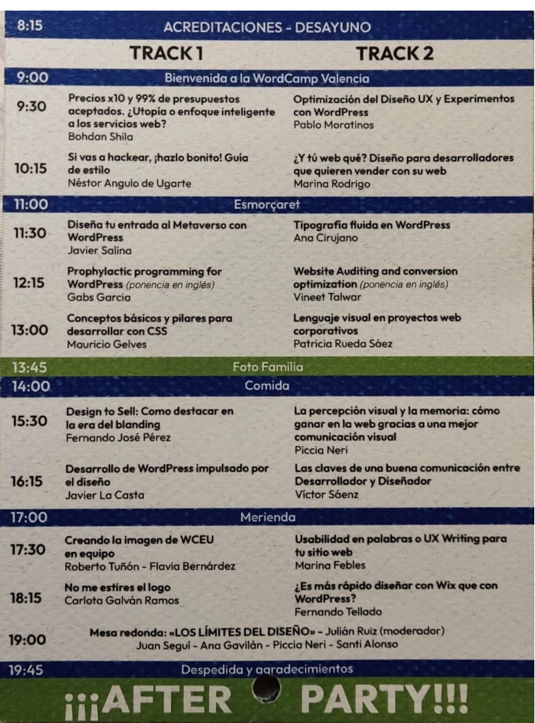 Programa de la WordCamp Valencia 2022