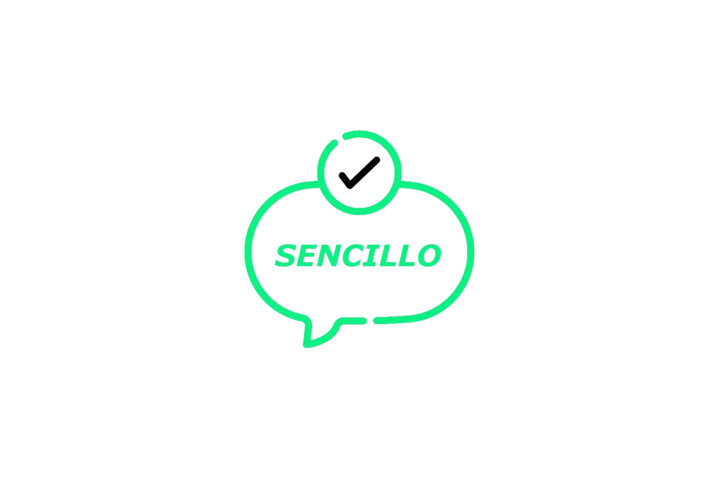 Bocadillo de dialogo con la palabra 'sencillo'
