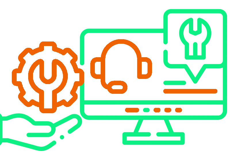 Iconos en referencia a Soporte técnico para dudas y cuestiones del cliente en el mantenimiento web y de tiendas online en Valencia